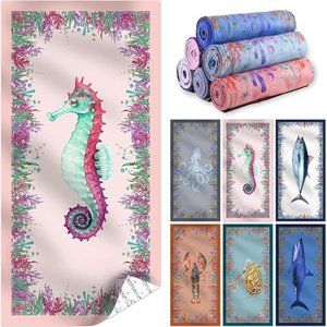🐠🤍Pink seahorse soft beach towel🤍🐠